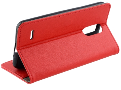 Synthetic Leather Wallet Case with Stand for LG K11+ - Red