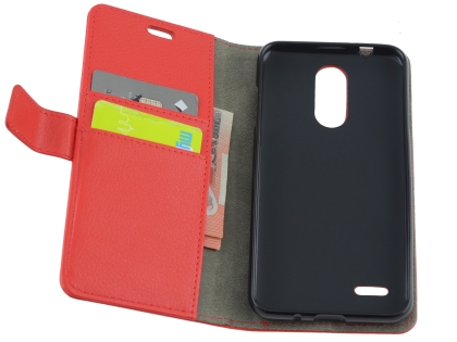 Synthetic Leather Wallet Case with Stand for LG K11+ - Red