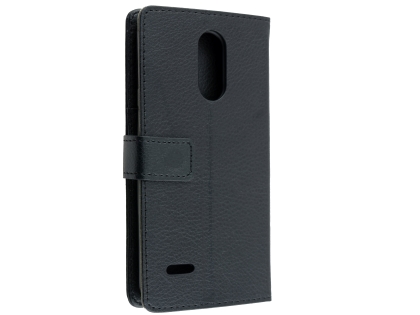 Synthetic Leather Wallet Case with Stand for LG K11+ - Black Leather Wallet Case