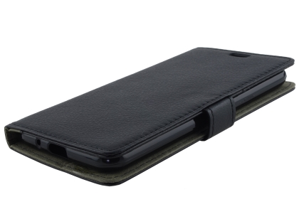 Synthetic Leather Wallet Case with Stand for LG K11+ - Black