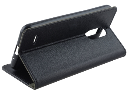 Synthetic Leather Wallet Case with Stand for LG K11+ - Black