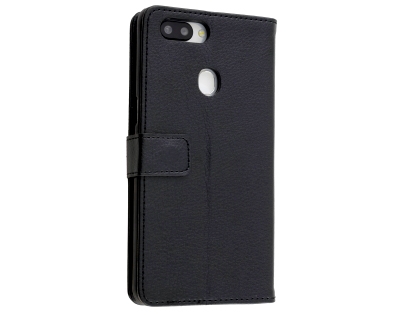 Synthetic Leather Wallet Case with Stand for OPPO AX7 - Black Leather Wallet Case