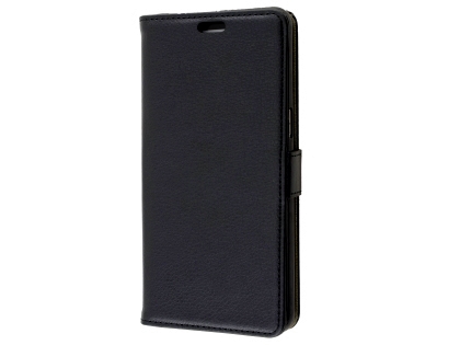 Synthetic Leather Wallet Case with Stand for OPPO AX7 - Black