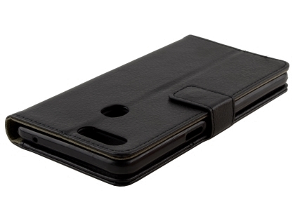 Synthetic Leather Wallet Case with Stand for OPPO AX7 - Black