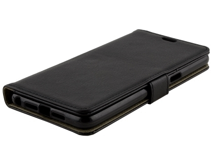 Synthetic Leather Wallet Case with Stand for OPPO AX7 - Black