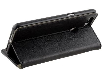 Synthetic Leather Wallet Case with Stand for OPPO AX7 - Black