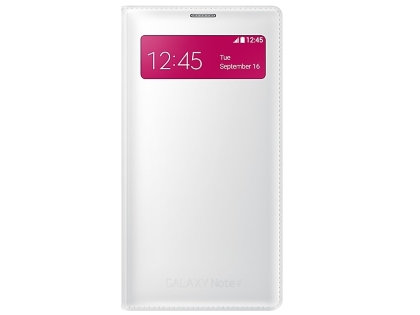 Genuine Samsung Galaxy Note 4 S-View Premium Cover Case - Pearl White S View Cover