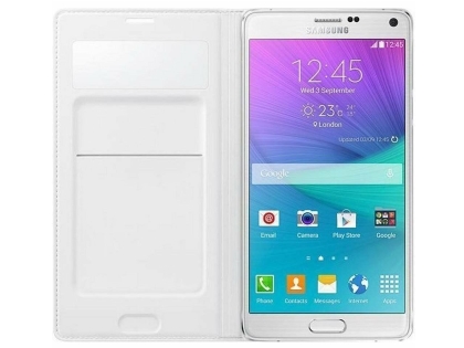 Genuine Samsung Galaxy Note 4 S-View Premium Cover Case - Pearl White