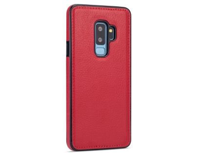Synthetic Leather Back Cover for Samsung Galaxy S9+ - Red Hard Case