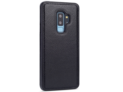 Synthetic Leather Back Cover for Samsung Galaxy S9+ - Black Hard Case