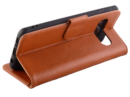 Premium Leather Wallet Case for Samsung Galaxy S10+ - Caramel