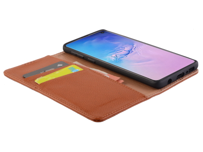 Premium Leather Wallet Case for Samsung Galaxy S10+ - Caramel