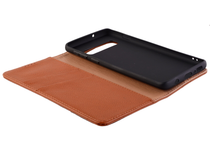 Premium Leather Wallet Case for Samsung Galaxy S10+ - Caramel