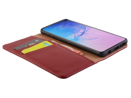Premium Leather Wallet Case for Samsung Galaxy S10+ - Rosewood