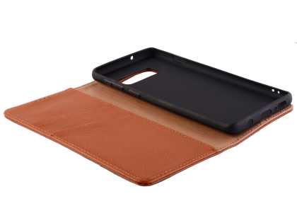 Premium Leather Wallet Case for Samsung Galaxy S10e - Caramel