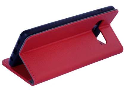 Synthetic Leather Wallet Case with Stand for Samsung Galaxy S10+ - Red