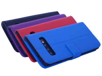 Synthetic Leather Wallet Case with Stand for Samsung Galaxy S10+ - Red