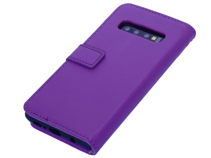 Synthetic Leather Wallet Case with Stand for Samsung Galaxy S10+ - Purple