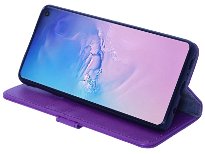 Synthetic Leather Wallet Case with Stand for Samsung Galaxy S10+ - Purple