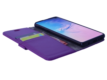 Synthetic Leather Wallet Case with Stand for Samsung Galaxy S10e - Purple