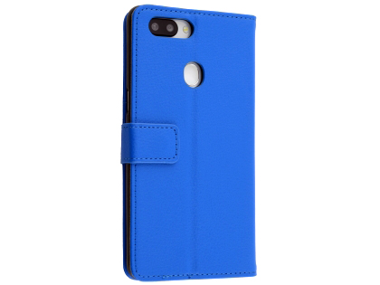 Synthetic Leather Wallet Case with Stand for OPPO AX5s Blue