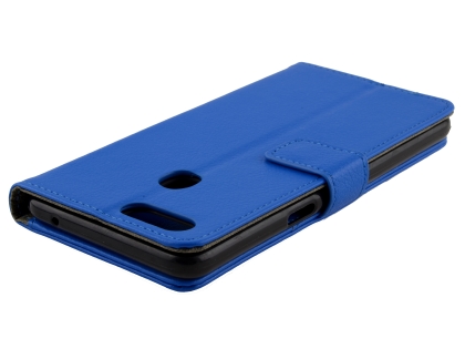 Synthetic Leather Wallet Case with Stand for OPPO AX5s - Blue