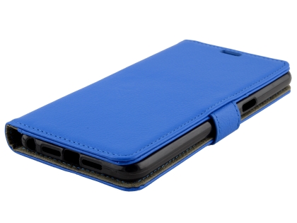 Synthetic Leather Wallet Case with Stand for OPPO AX5s - Blue