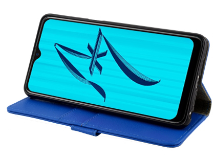 Synthetic Leather Wallet Case with Stand for OPPO AX5s - Blue