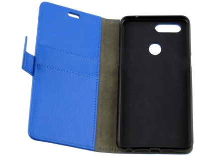 Synthetic Leather Wallet Case with Stand for OPPO AX5s - Blue