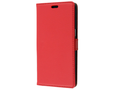 Synthetic Leather Wallet Case with Stand for OPPO AX5s - Red