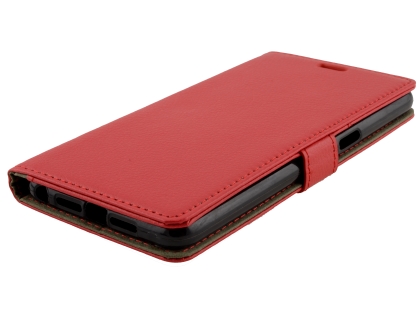 Synthetic Leather Wallet Case with Stand for OPPO AX5s - Red