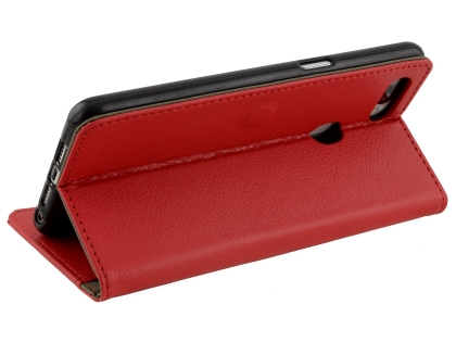 Synthetic Leather Wallet Case with Stand for OPPO AX5s - Red