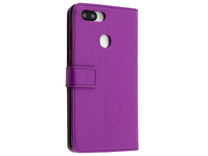 Synthetic Leather Wallet Case with Stand for OPPO AX5s - Purple Leather Wallet Case