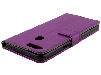 Synthetic Leather Wallet Case with Stand for OPPO AX5s - Purple