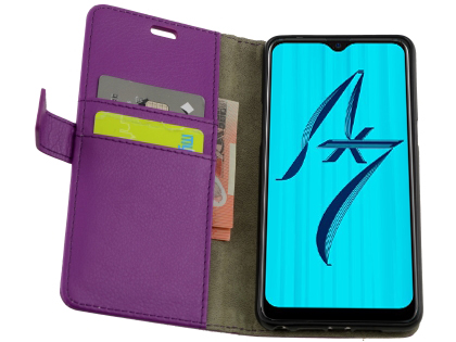 Synthetic Leather Wallet Case with Stand for OPPO AX5s - Purple