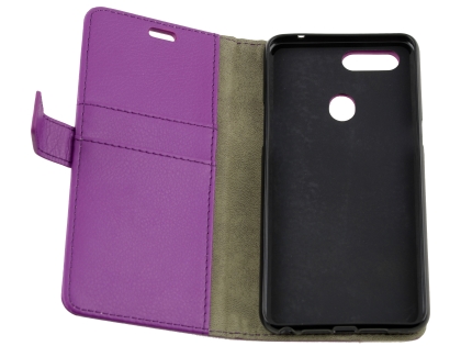 Synthetic Leather Wallet Case with Stand for OPPO AX5s - Purple