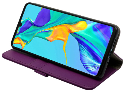Synthetic Leather Wallet Case with Stand for Huawei P30 - Purple