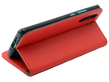 Synthetic Leather Wallet Case with Stand for Huawei P30 - Red