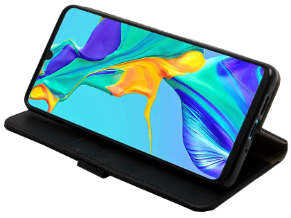 Synthetic Leather Wallet Case with Stand for Huawei P30 - Black