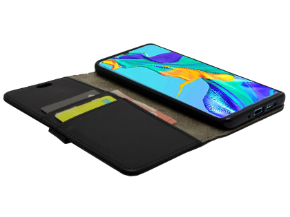 Synthetic Leather Wallet Case with Stand for Huawei P30 - Black