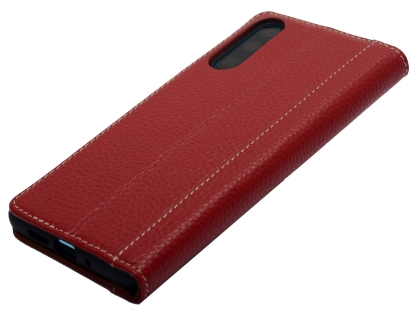 Premium Leather Case for Huawei P30 - Burgundy Leather Wallet Case