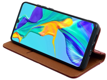 Premium Leather Case for Huawei P30 - Burgundy