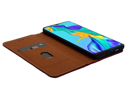 Premium Leather Case for Huawei P30 - Burgundy