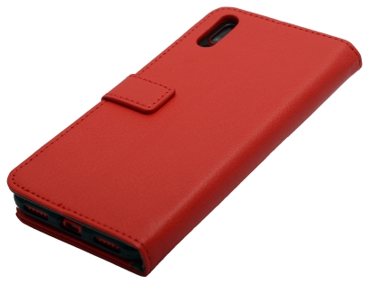 Slim Synthetic Leather Wallet Case with Stand for Huawei Y7 Pro (2019) - Red Leather Wallet Case
