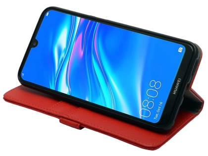 Slim Synthetic Leather Wallet Case with Stand for Huawei Y7 Pro (2019) - Red