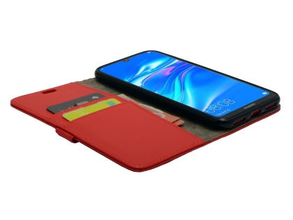 Slim Synthetic Leather Wallet Case with Stand for Huawei Y7 Pro (2019) - Red
