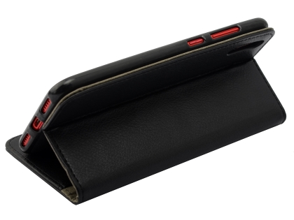 Slim Synthetic Leather Wallet Case with Stand for Huawei Y7 Pro (2019) - Black