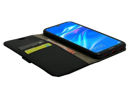 Slim Synthetic Leather Wallet Case with Stand for Huawei Y7 Pro (2019) - Black