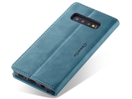 CaseMe Slim Synthetic Leather Wallet Case with Stand for Samsung Galaxy S10 - Teal