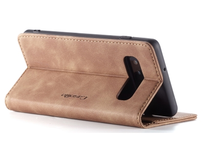 CaseMe Slim Synthetic Leather Wallet Case with Stand for Samsung Galaxy S10 - Tan